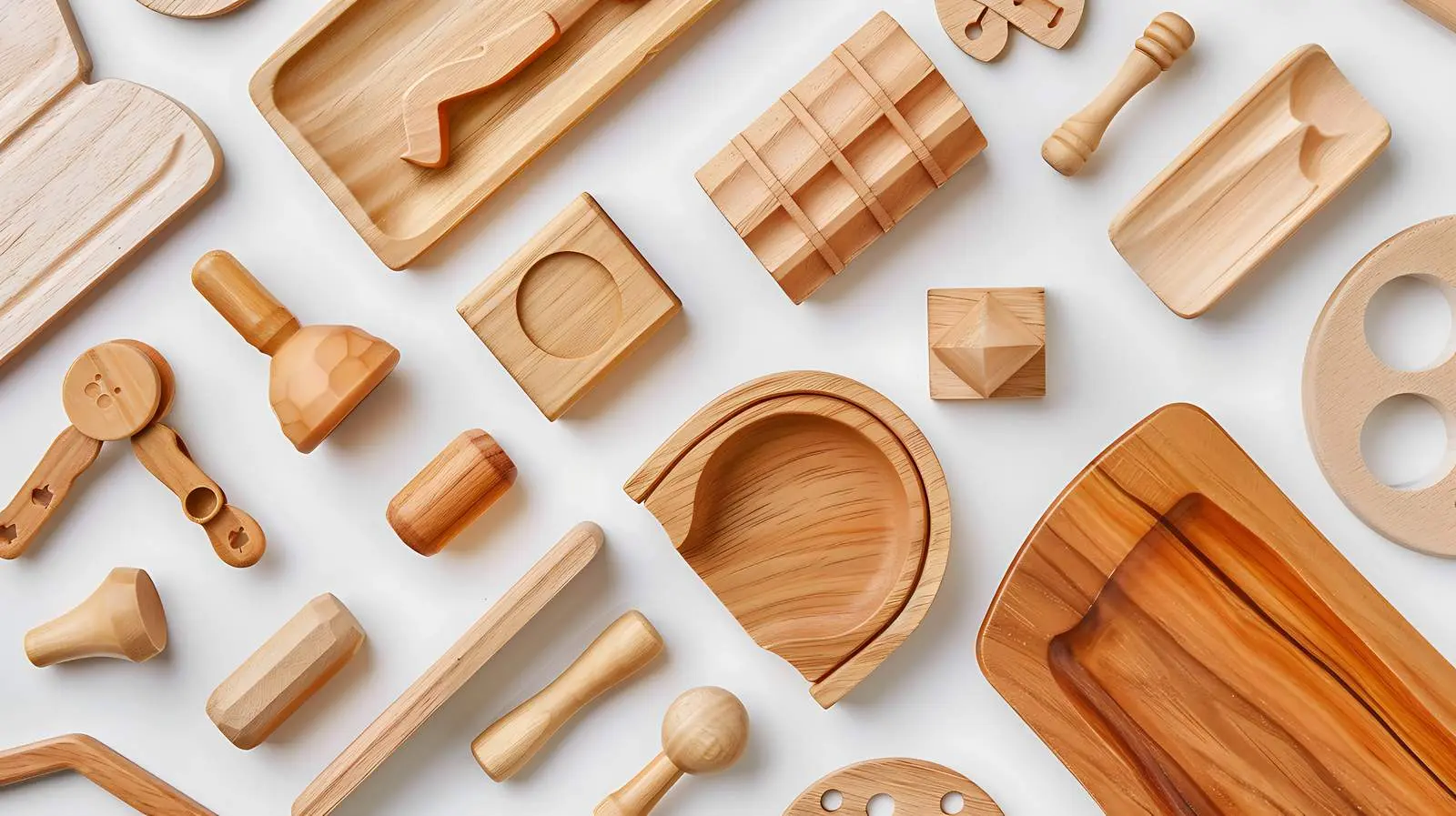 Eco-Friendly Natural Wooden Baby Toys Flat Lay — free download from Dotvec