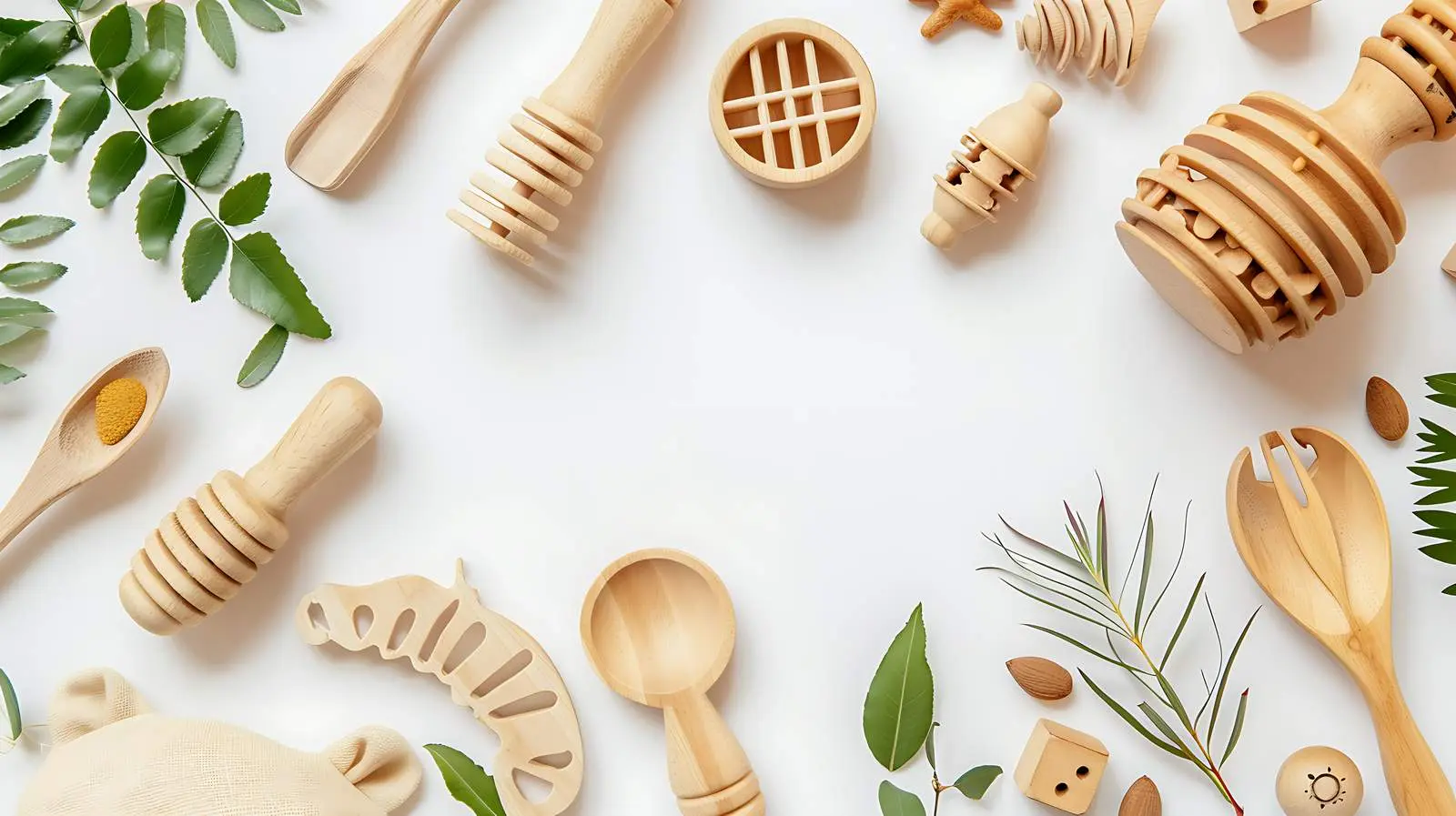 Eco-Friendly Natural Wooden Baby Toys Flat Lay – free infant image from Dotvec