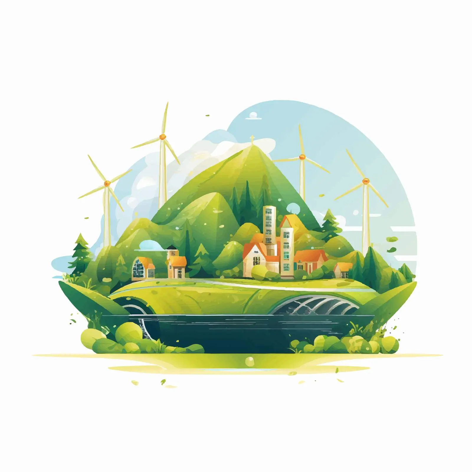 Ecology and Green Energy Vector Illustration — free download from Dotvec