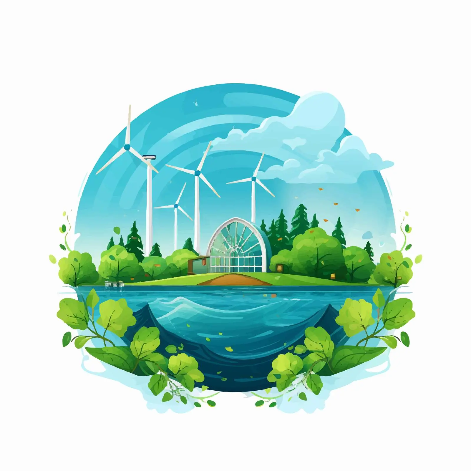 Ecology and Green Energy Vector Illustration – free sustainable practices image from Dotvec