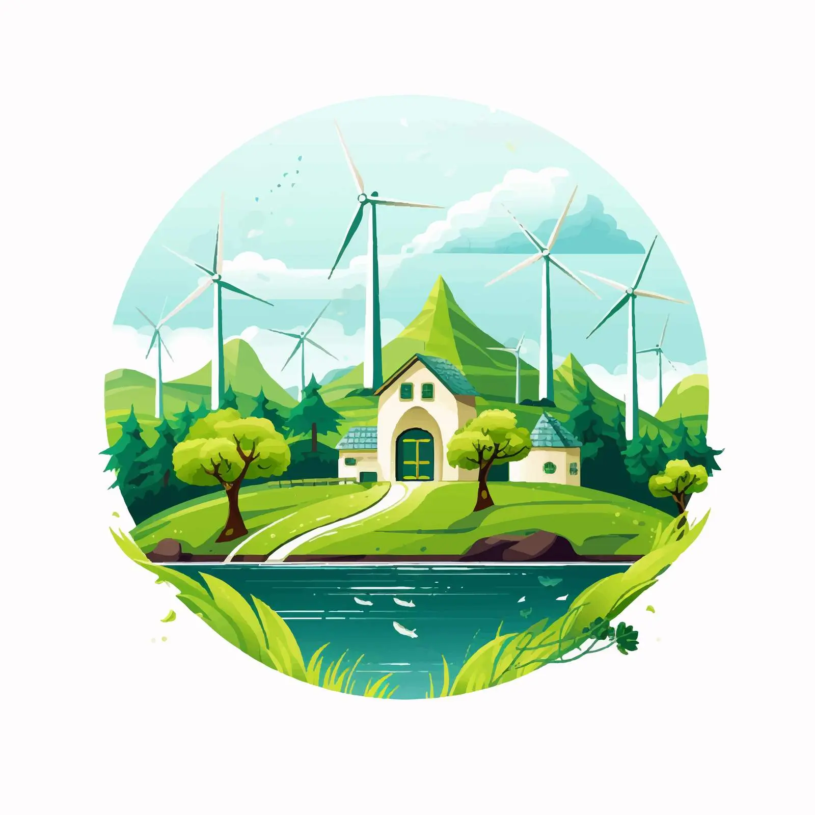 Ecology and Green Energy Vector Illustration — free download from Dotvec