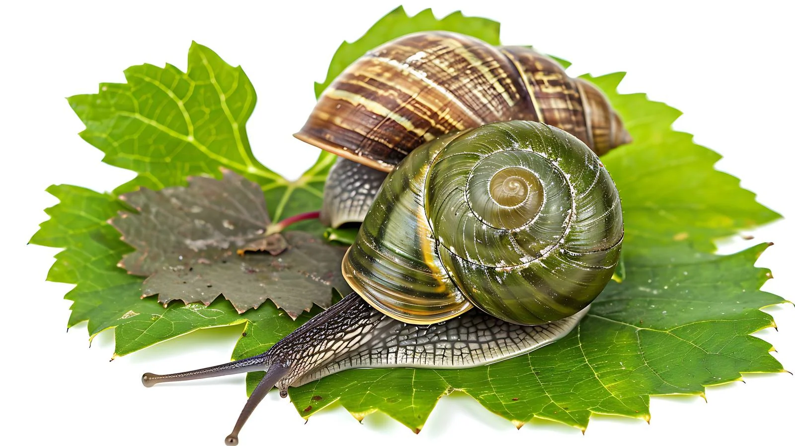 Edible Snail on Grape Leaves Close-Up — free download from Dotvec