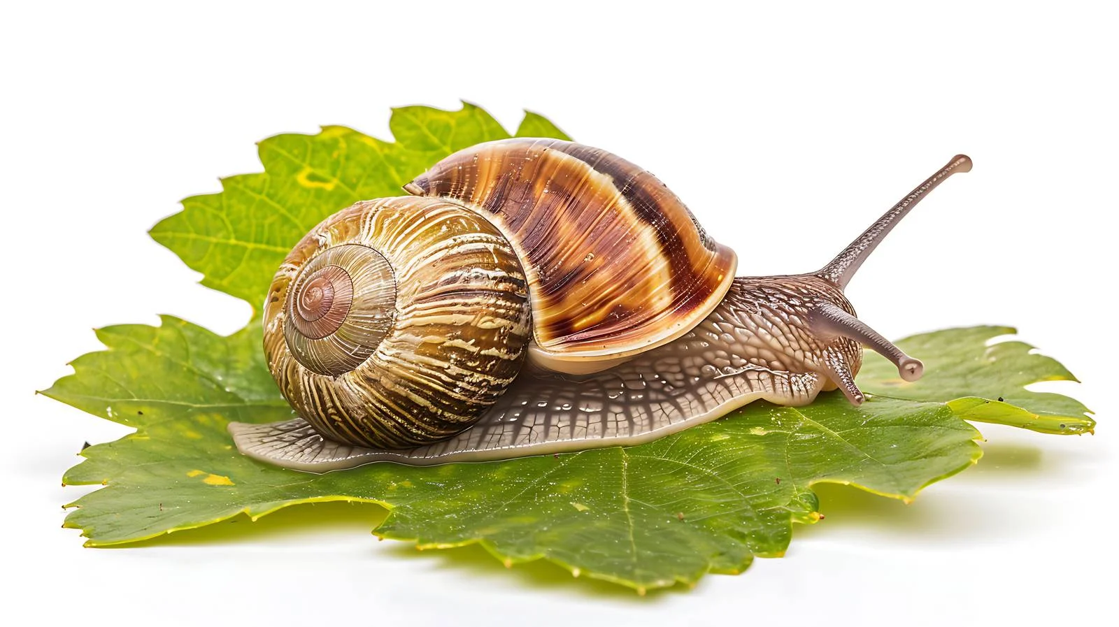 Helix pomatia on grape leaves close-up — free download from Dotvec