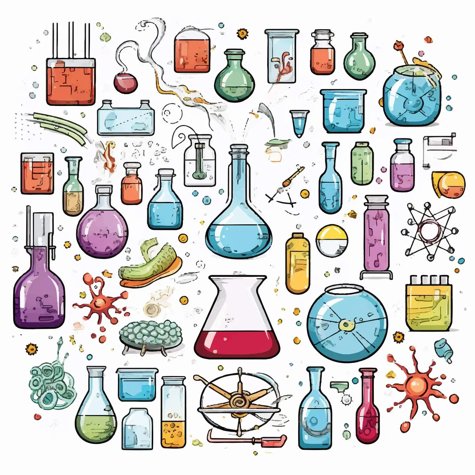 Educational Chemistry Object Illustration Word Card — free download from Dotvec