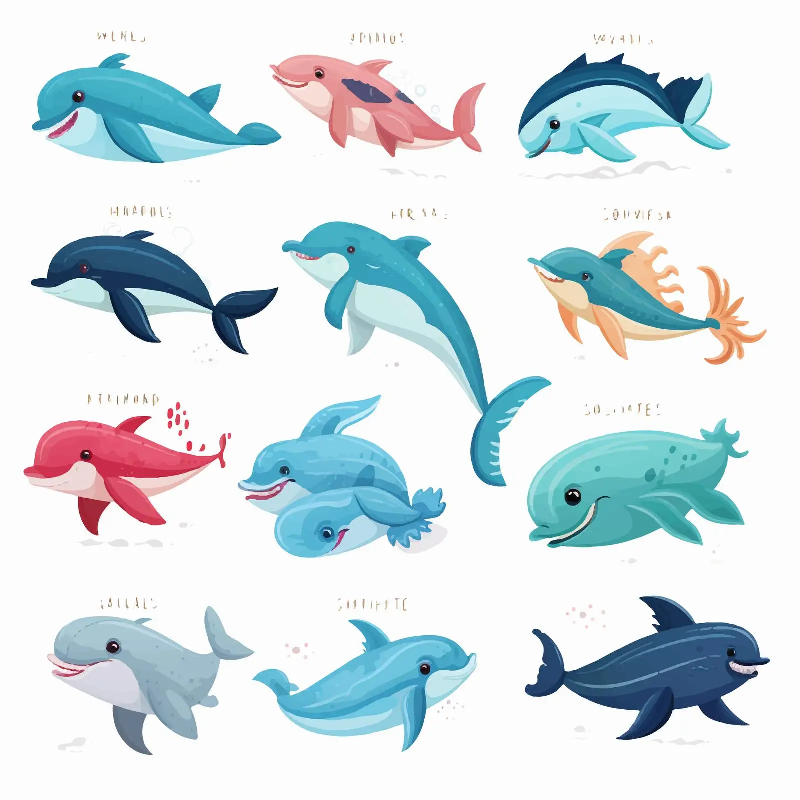 Educational English Word Card for Marine Mammals — free download from Dotvec