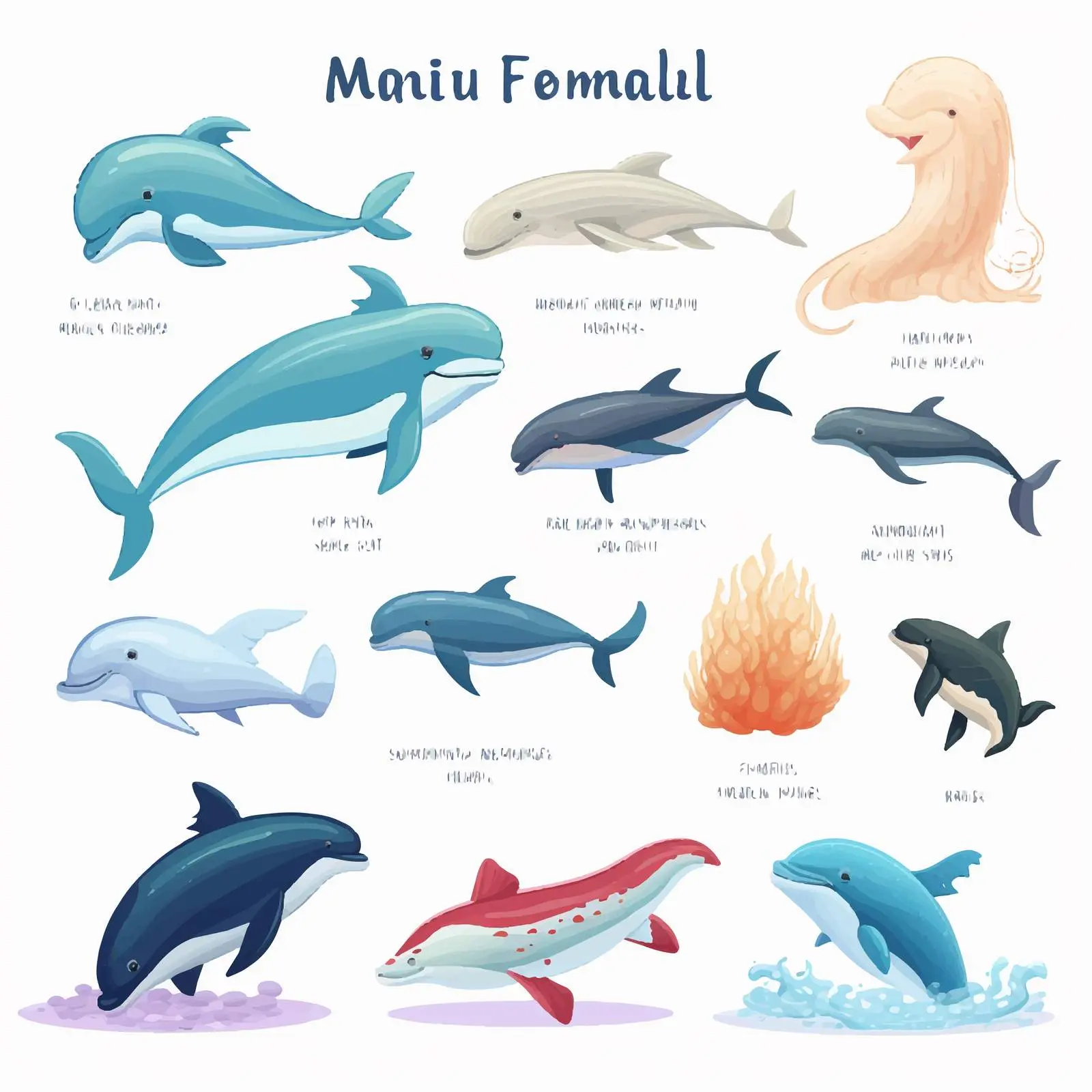 Educational Marine Mammals Word Card Illustration — free download from Dotvec