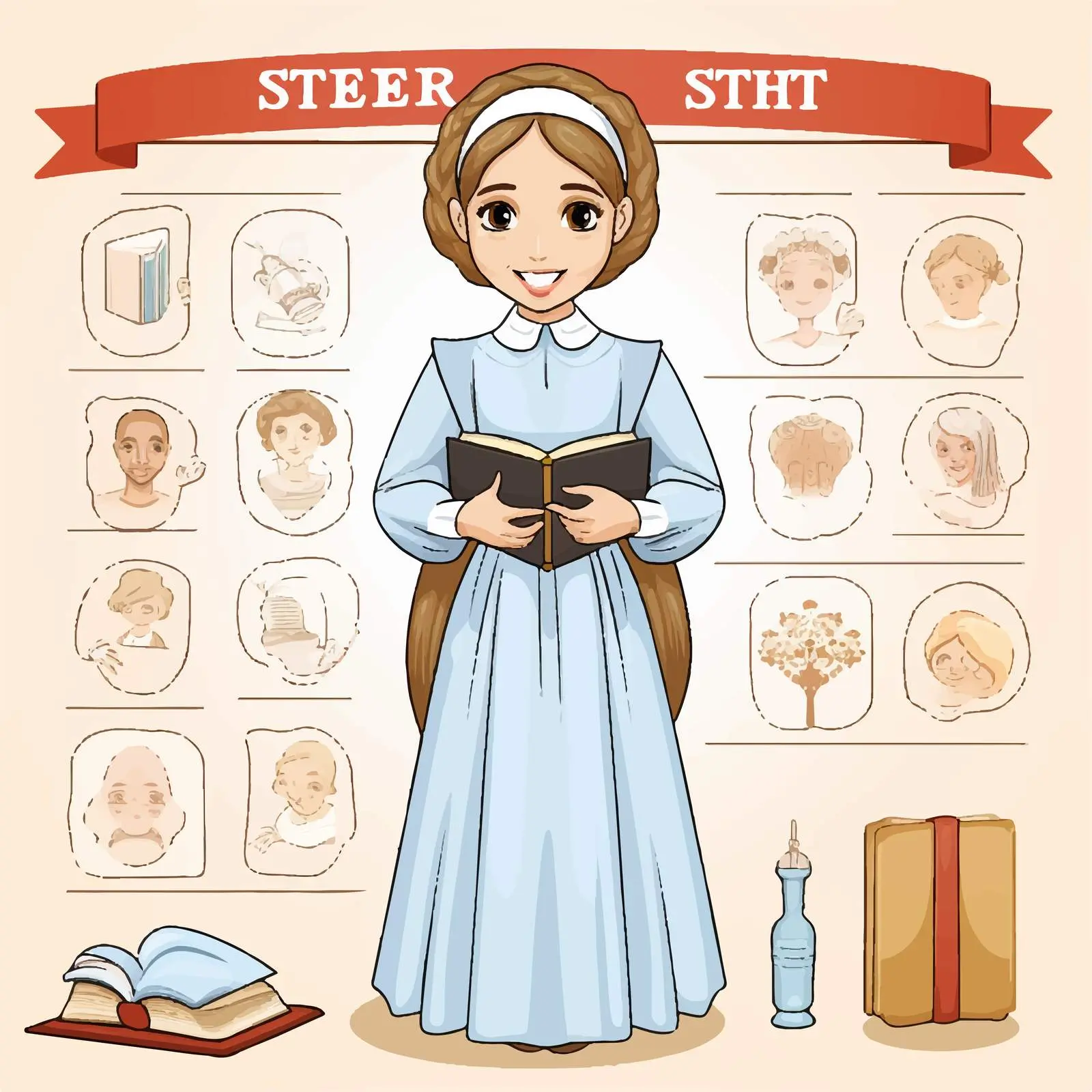 Sister Educational English Word Card Illustration — free download from Dotvec