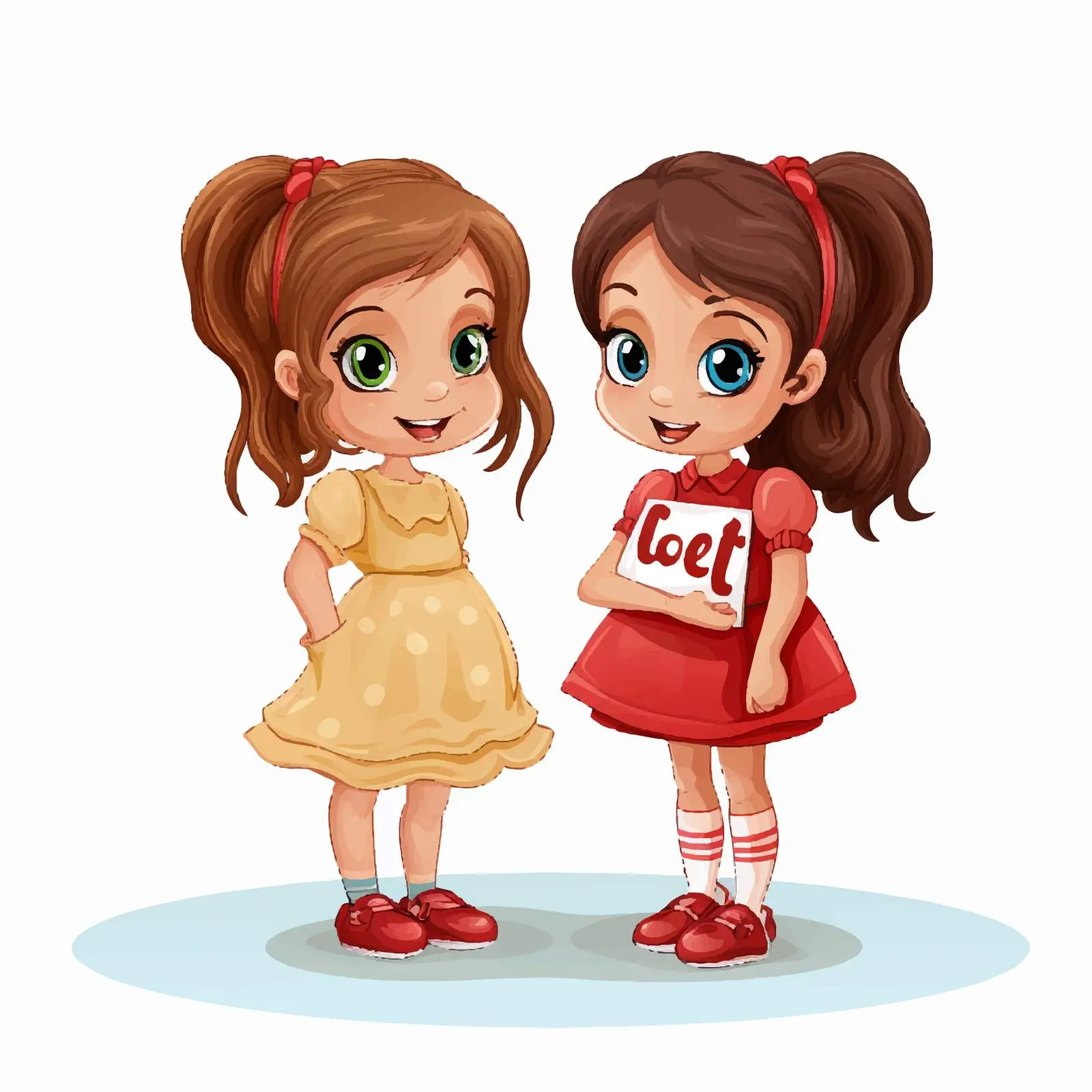 Sister Educational Word Card Illustration – free language learning image from Dotvec