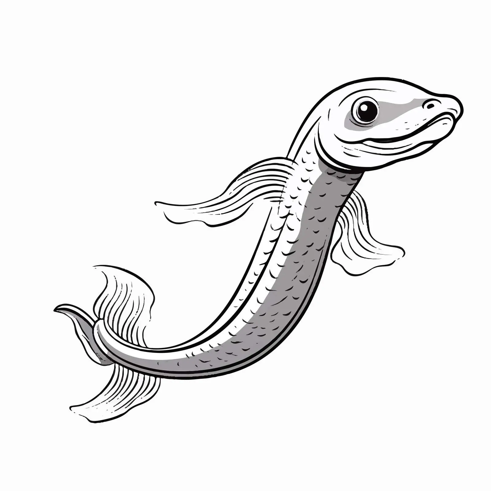 Eel Outline Vector Illustration on White Background — free download from Dotvec