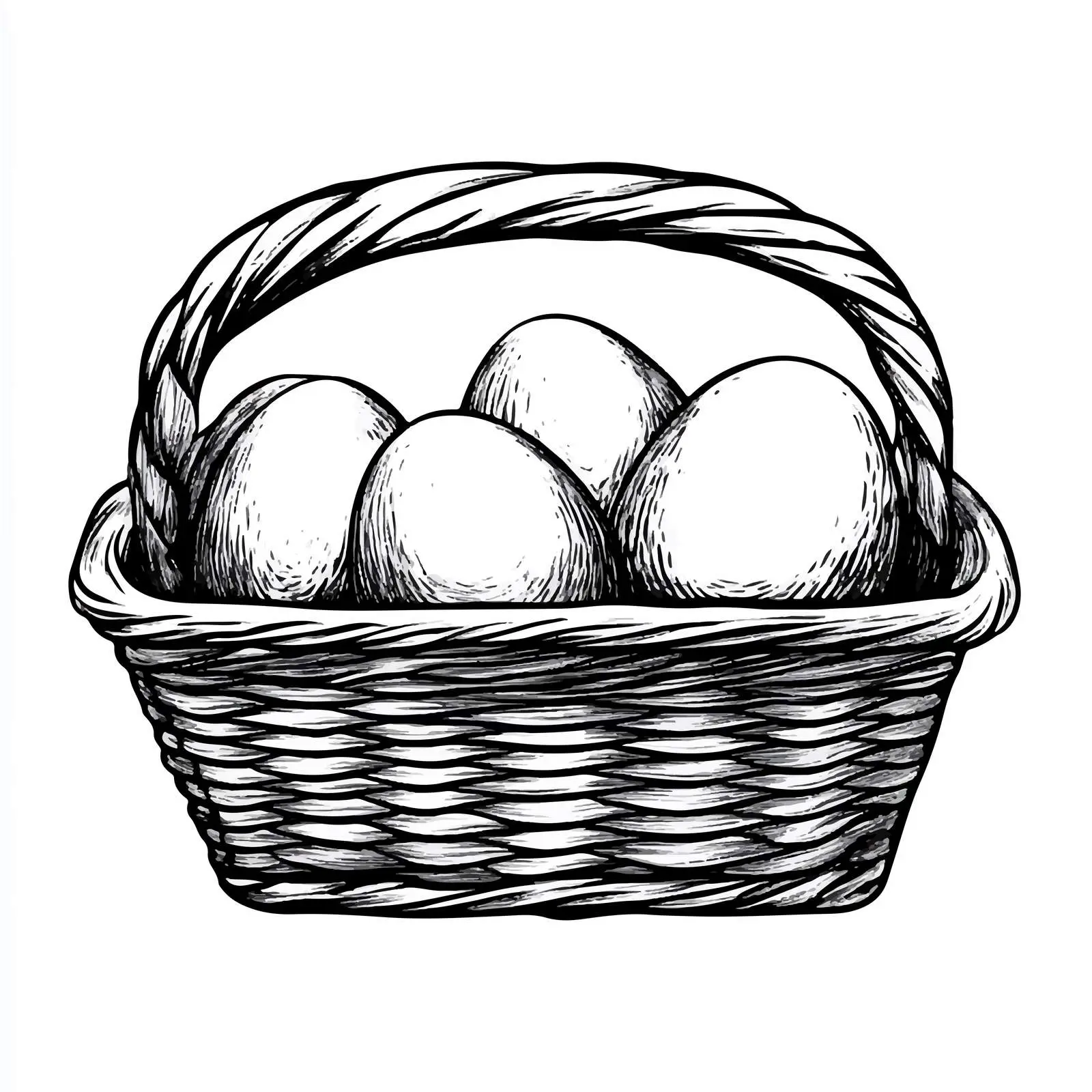 Black and White Egg in Basket Illustration — free download from Dotvec
