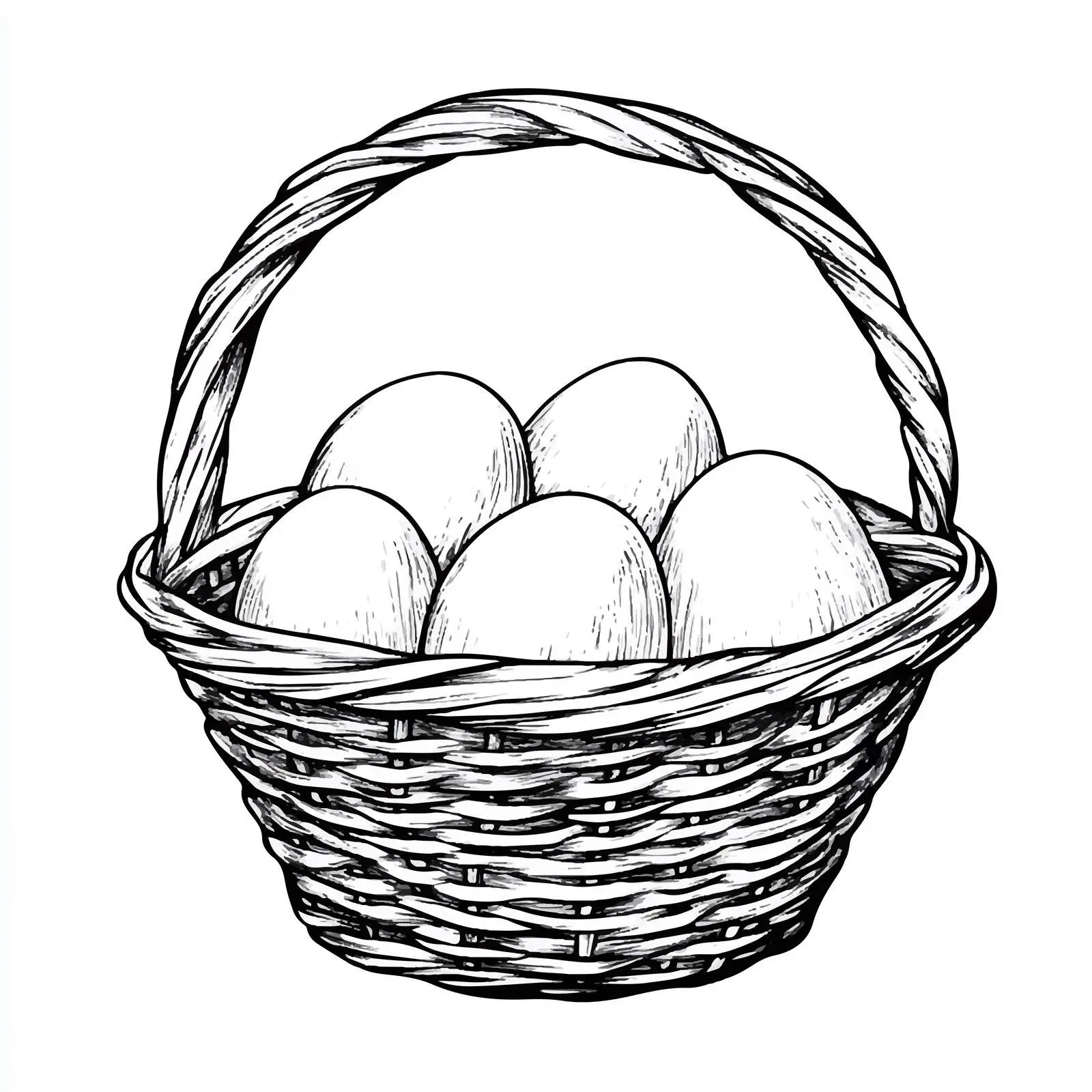 Black and White Egg in Basket Illustration — free download from Dotvec