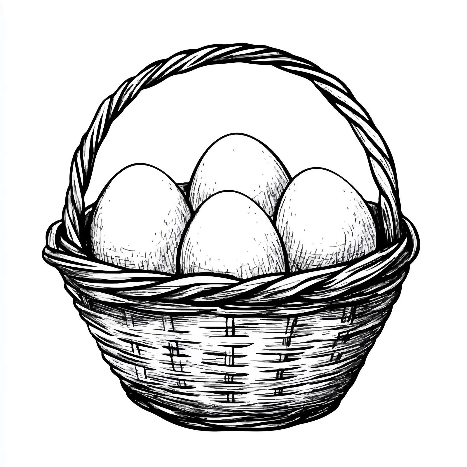 Egg in Basket Cartoon Illustration — free download from Dotvec