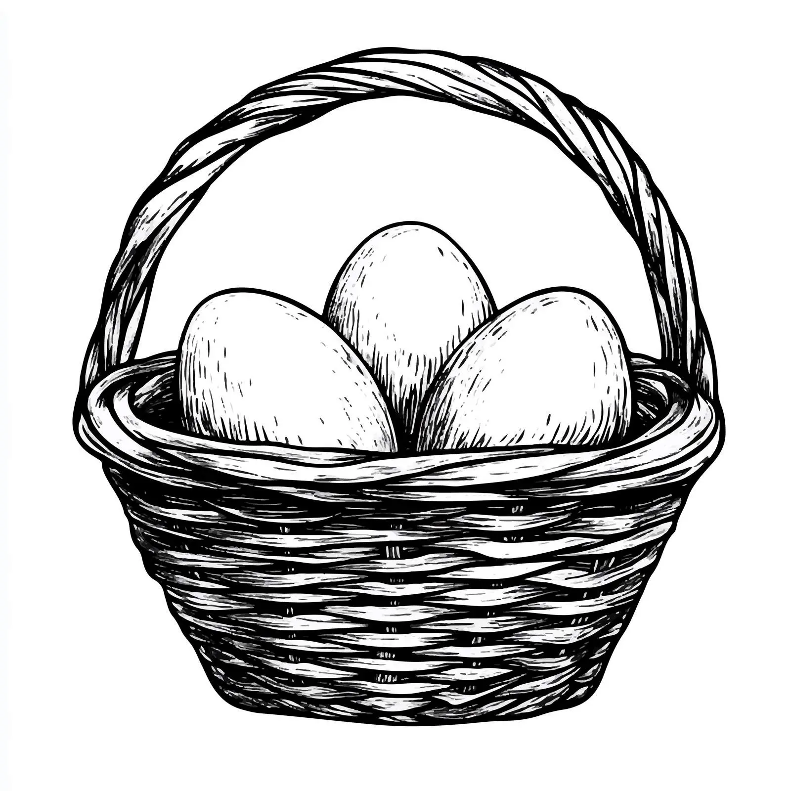 Black and White Egg in Basket Illustration — free download from Dotvec
