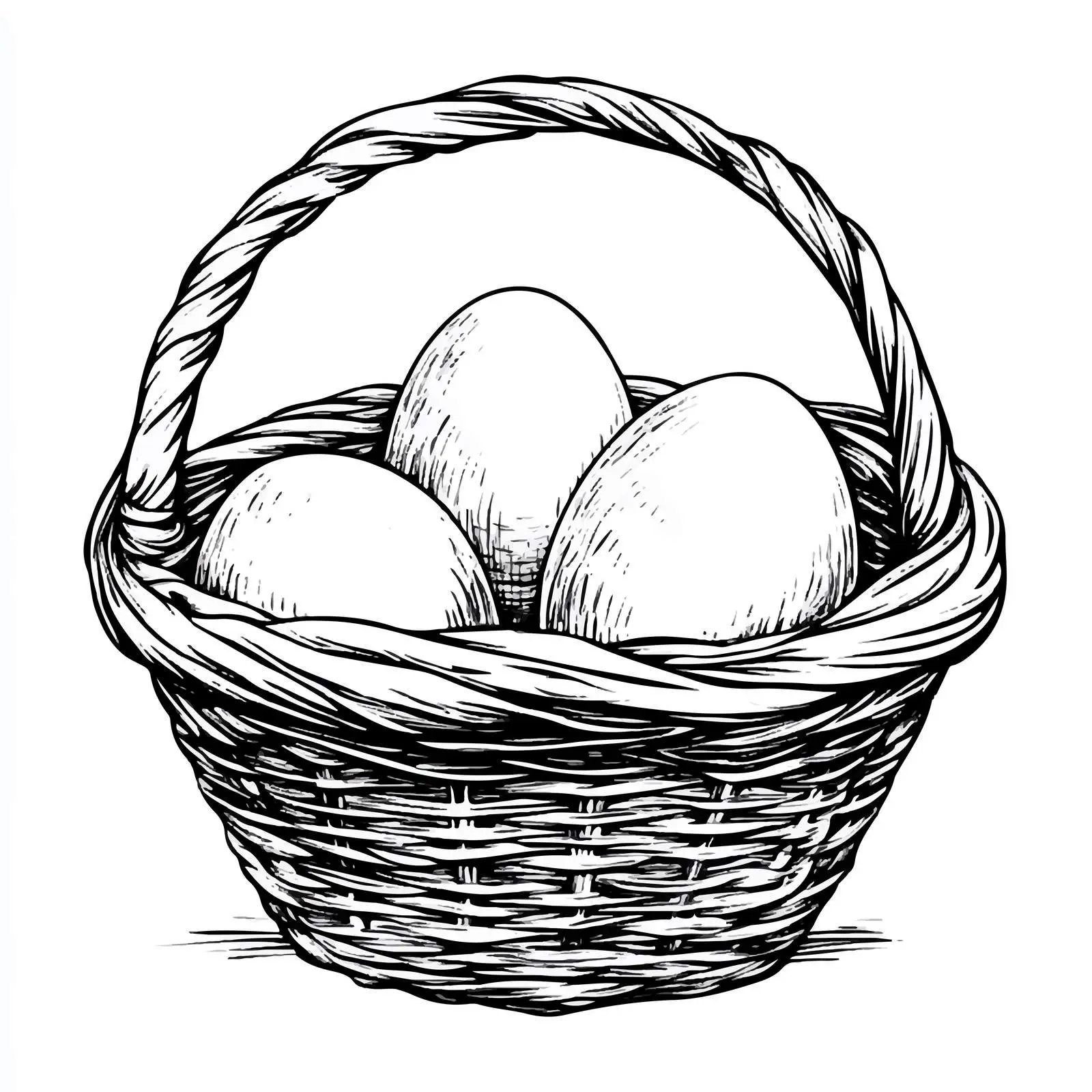 Black and White Egg in Basket Illustration — free download from Dotvec