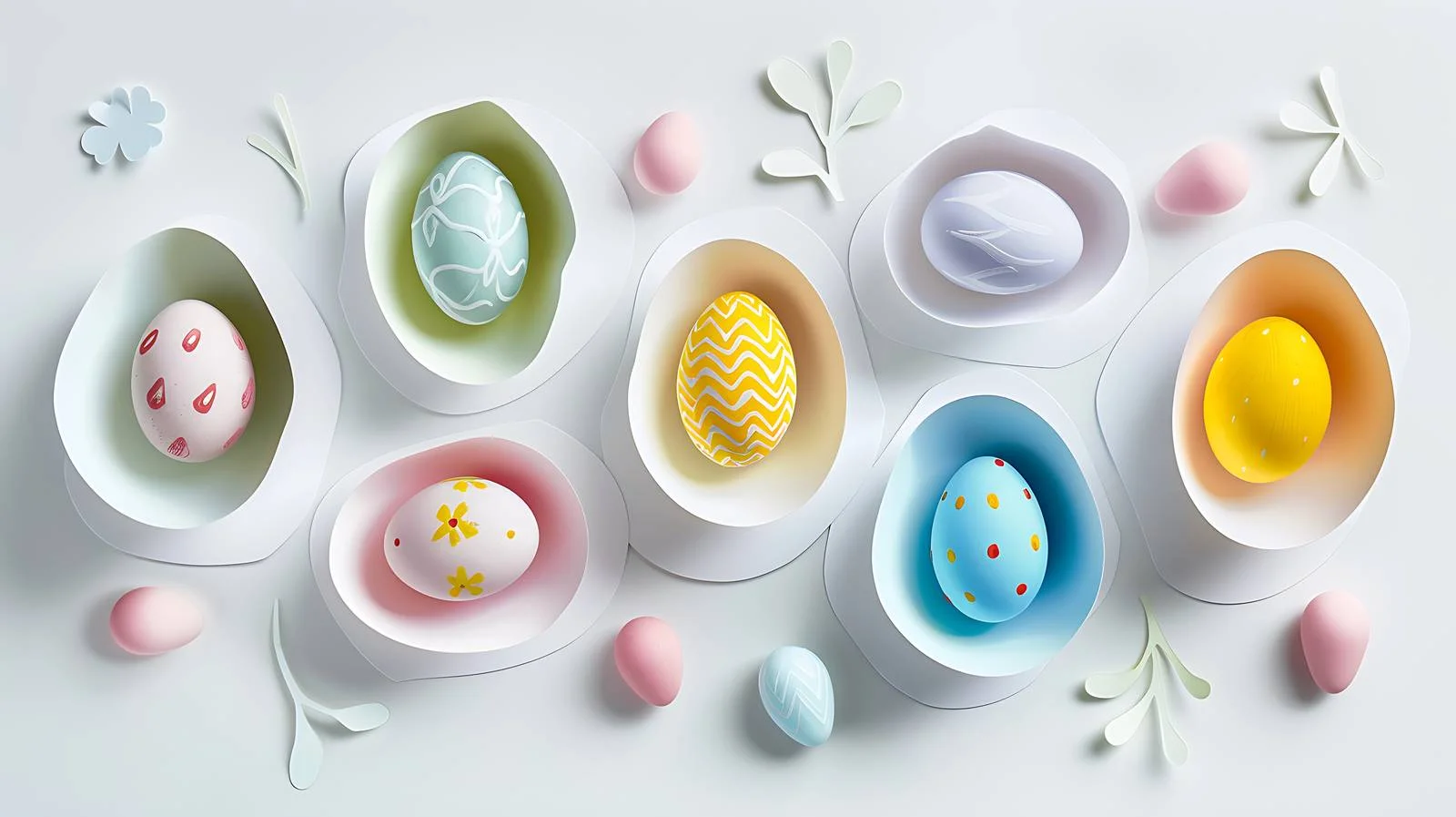 Egg Shape Paper Cut with Colors — free download from Dotvec