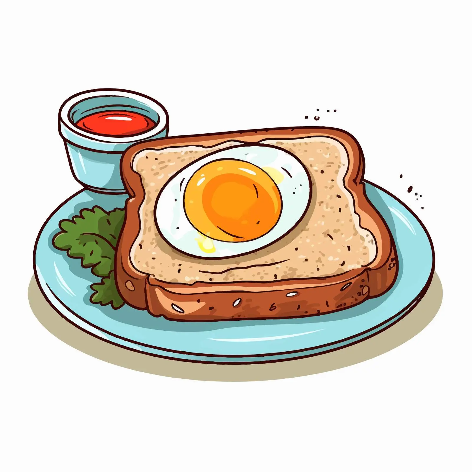 Colorful Doodle Breakfast with Egg and Toast — free download from Dotvec