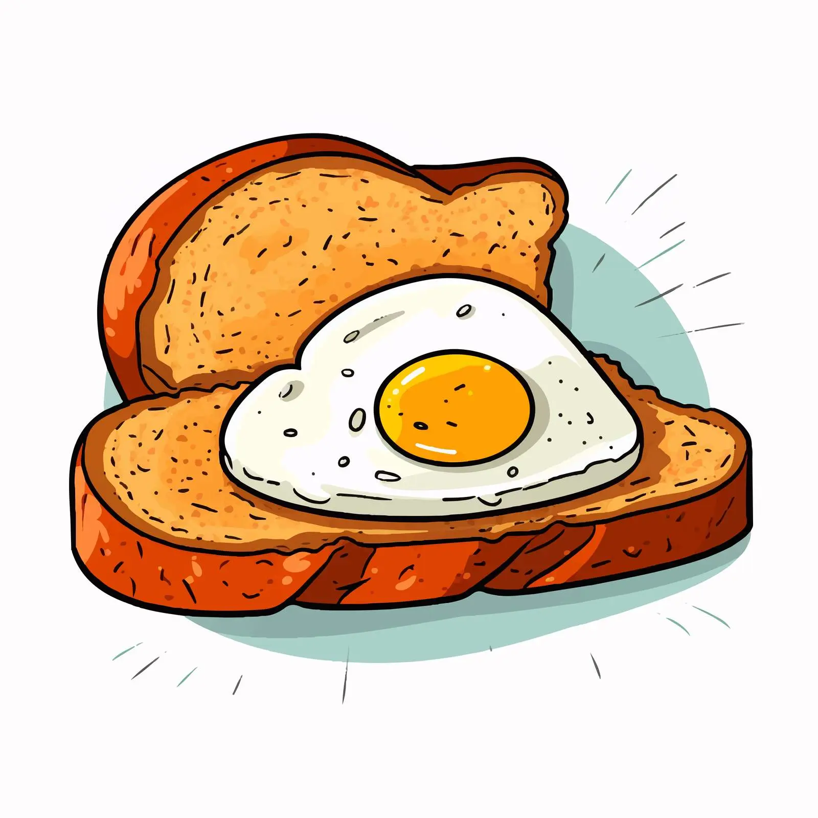Colorful Doodle Breakfast Toast and Egg Illustration — free download from Dotvec
