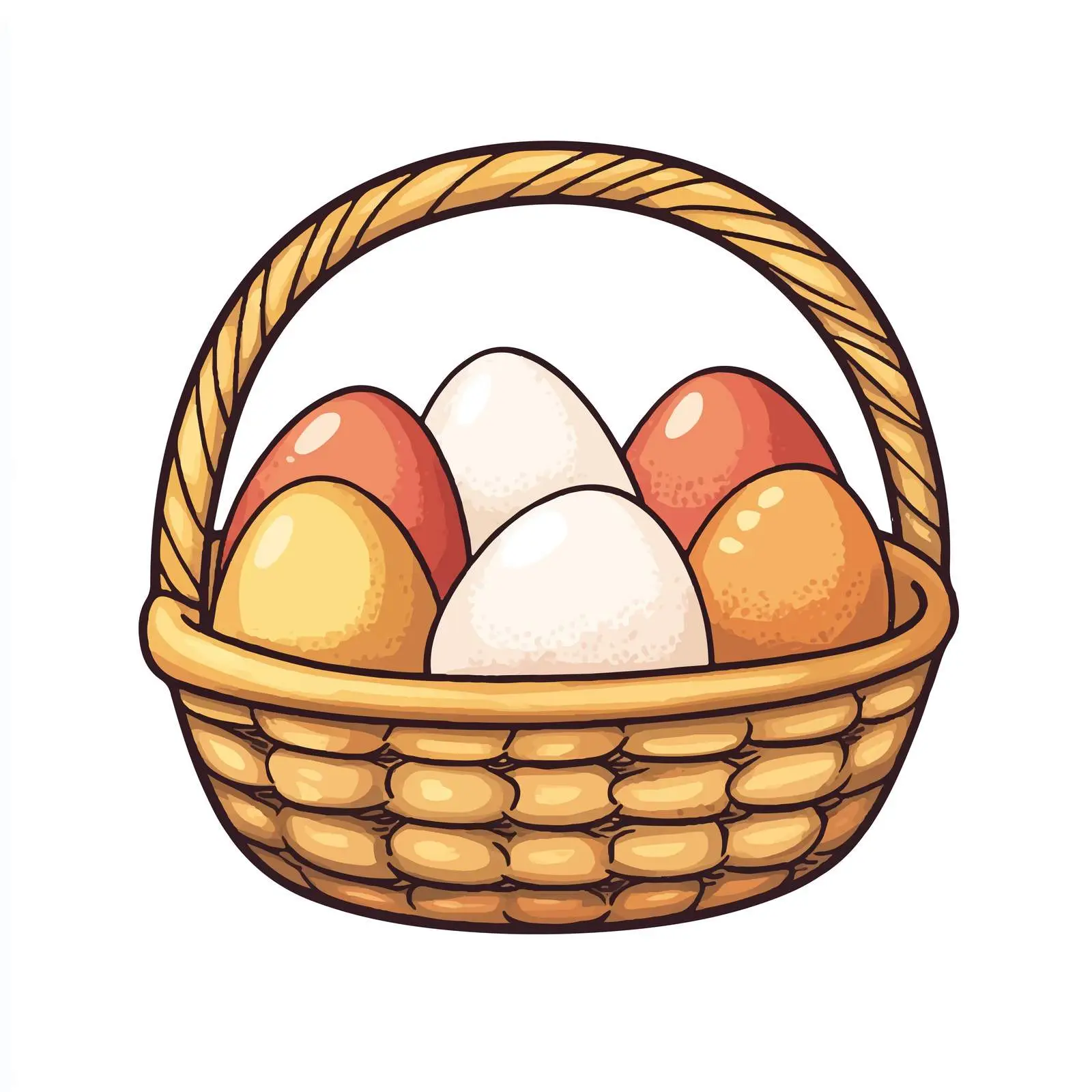 Hand-Drawn Eggs in Basket Illustration — free download from Dotvec