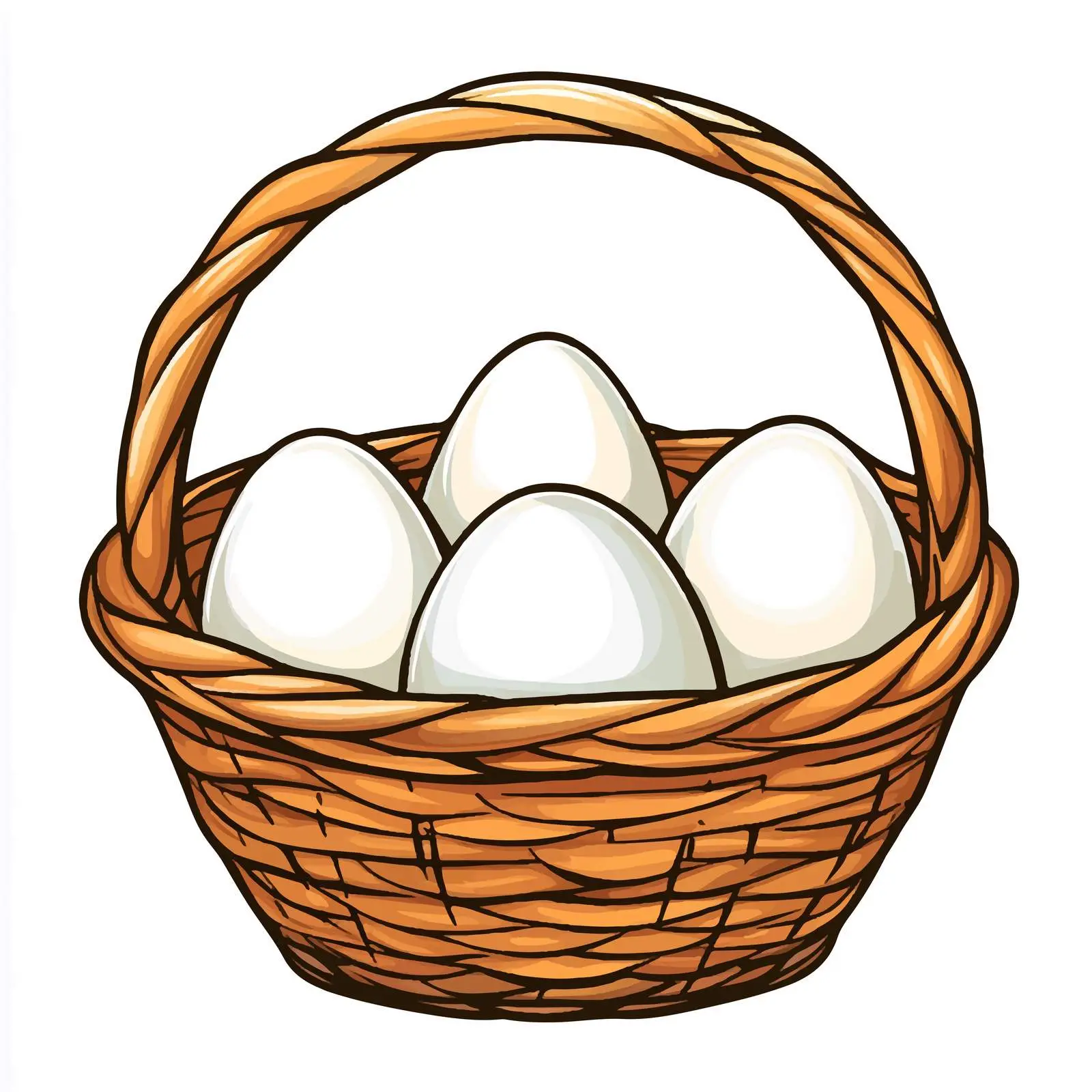 Cartoon Eggs in a Basket Illustration — free download from Dotvec