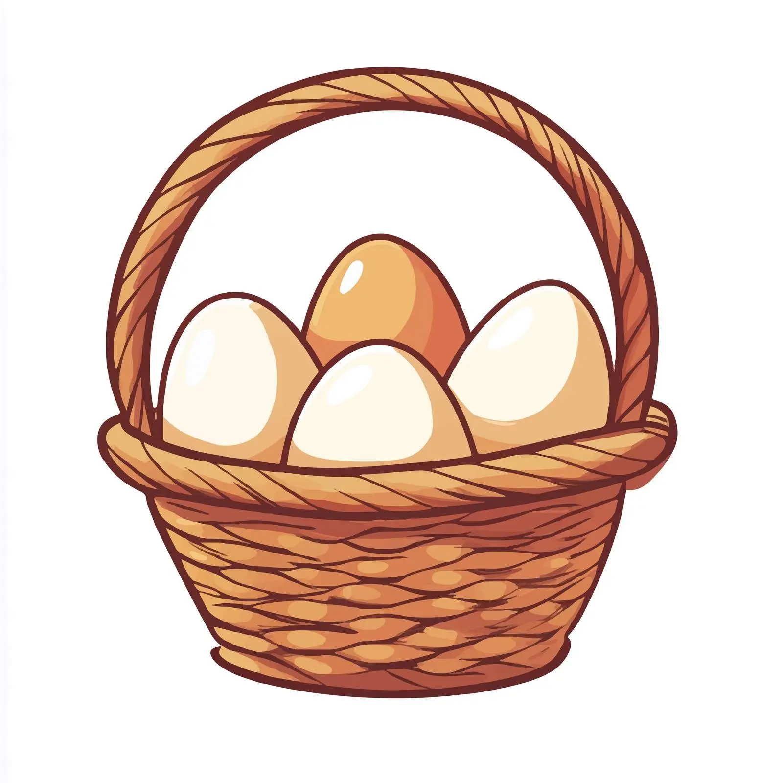 Hand Drawn Cartoon Eggs in Basket — free download from Dotvec