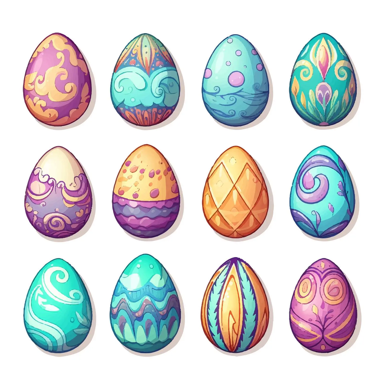 Colorful Easter Eggs Cartoon Vector Illustration — free download from Dotvec