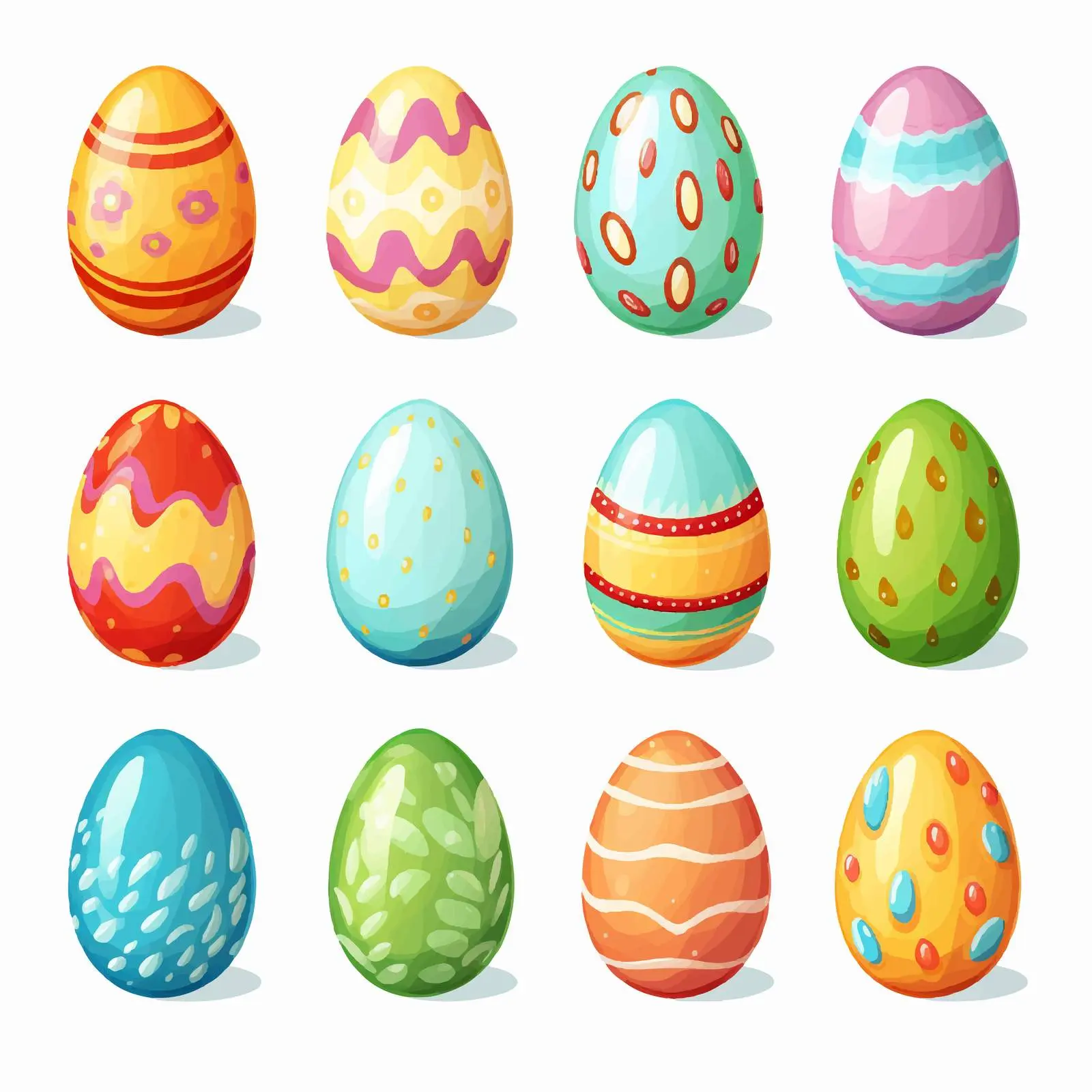 Colorful Easter Eggs Cartoon Vector Illustration — free download from Dotvec