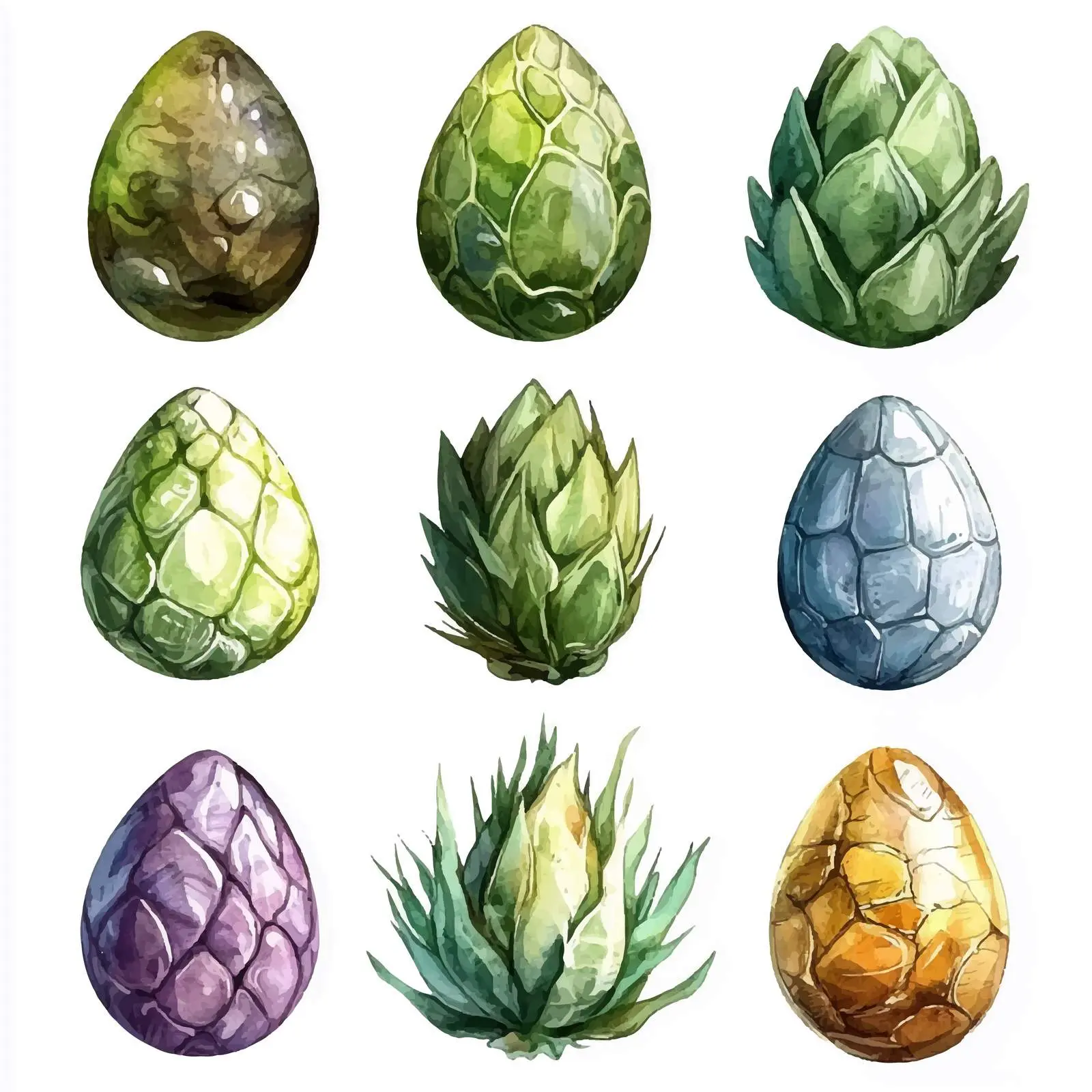 Dragon Egg Shell Watercolor Vector Elements — free download from Dotvec