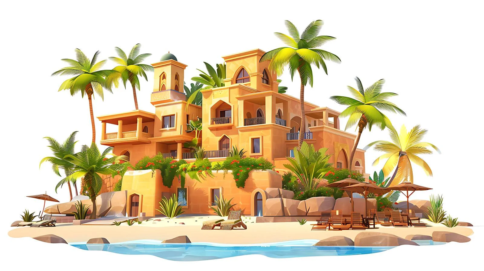 Luxurious Egyptian Resort Hotel Building — free download from Dotvec