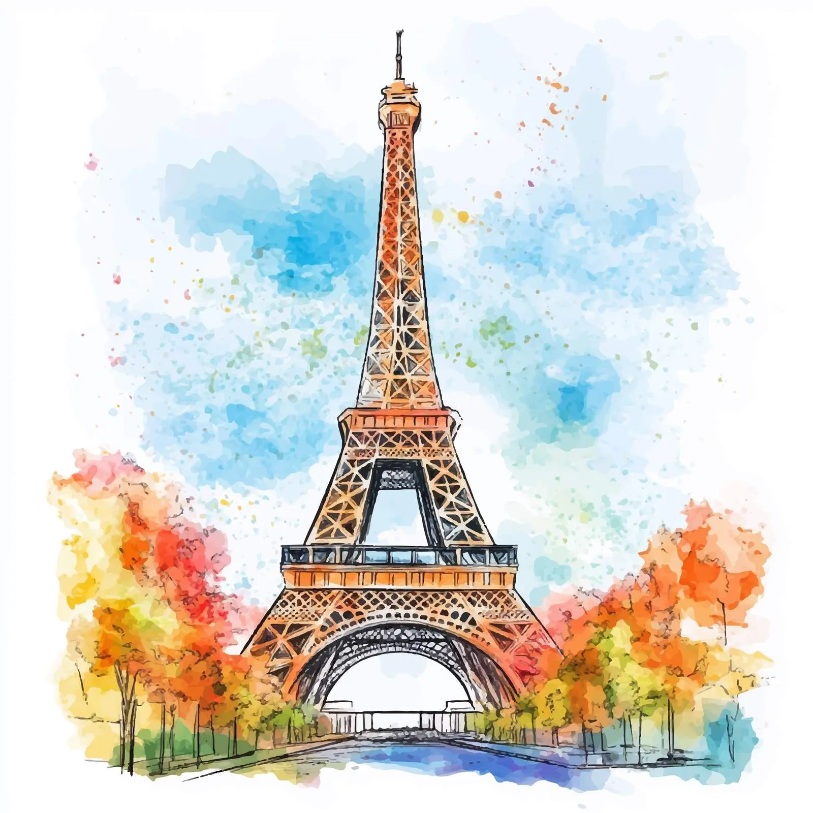 Watercolor Eiffel Tower Illustration — free download from Dotvec