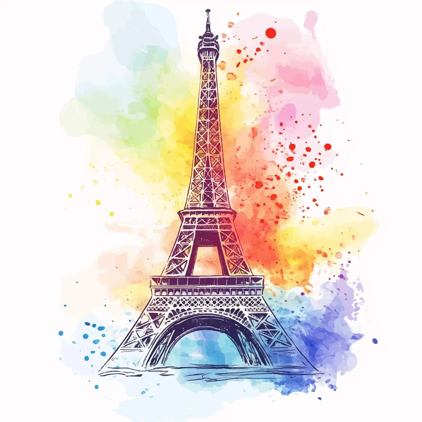 Eiffel Tower Watercolor Greeting Card Design — free download from Dotvec