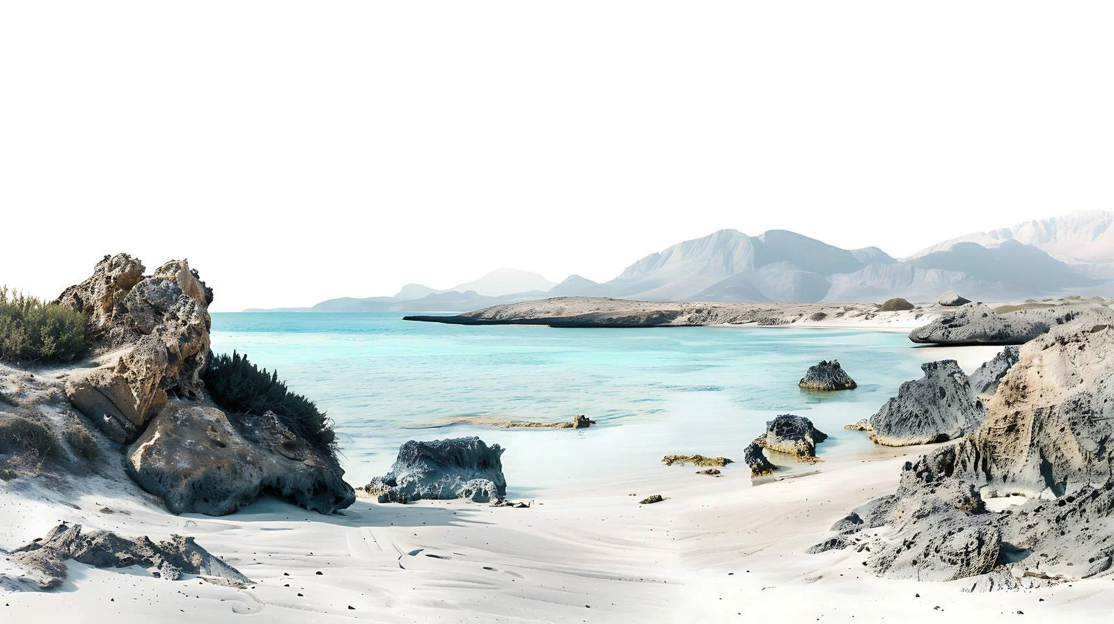 Tranquil Elafonisi Beach White Background Scene — free download from Dotvec