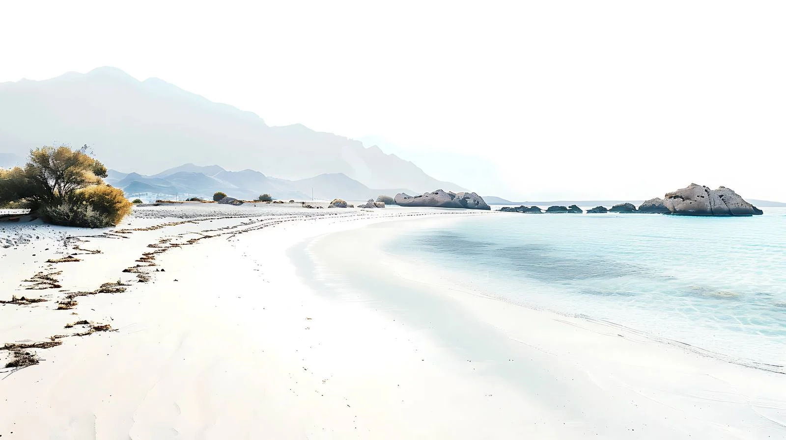 Elafonisi Paradise Shore White Background Scene — free download from Dotvec