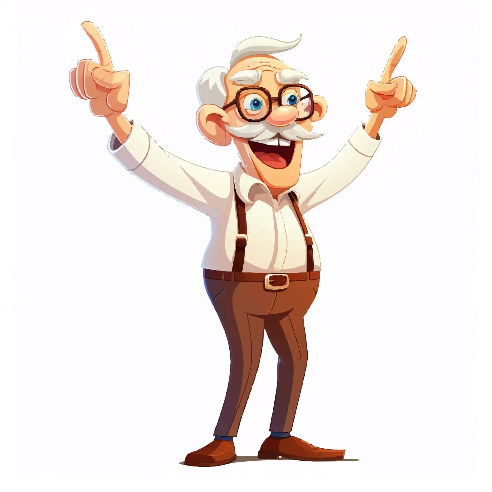 Enthusiastic Elderly Cartoon Character Vector – free gesturing image from Dotvec