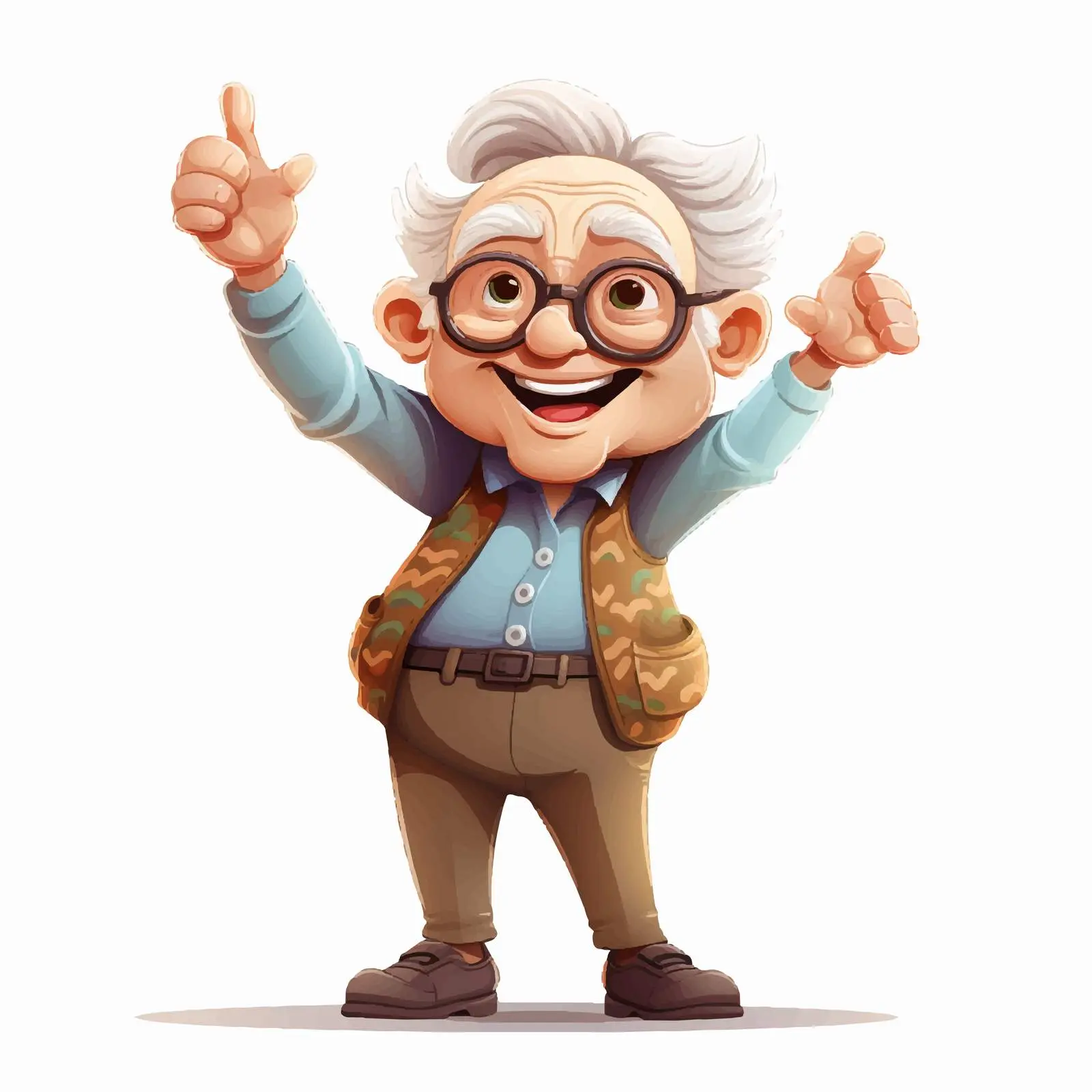 Elderly Cartoon Character Gesturing With Enthusiasm — free download from Dotvec