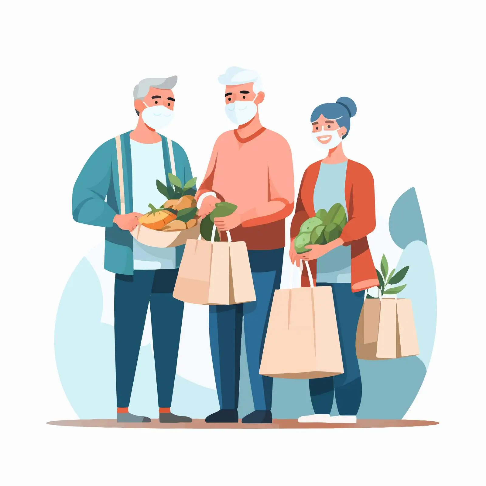 Elderly Couple with Face Masks Receiving Groceries — free download from Dotvec