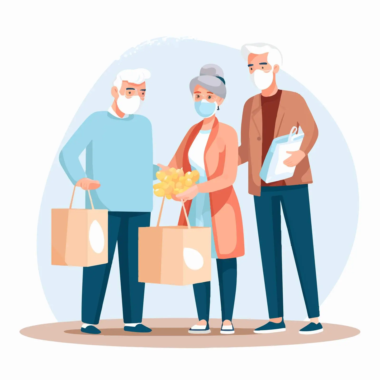 Elderly Couple with Groceries in Face Masks – free mask mandate image from Dotvec