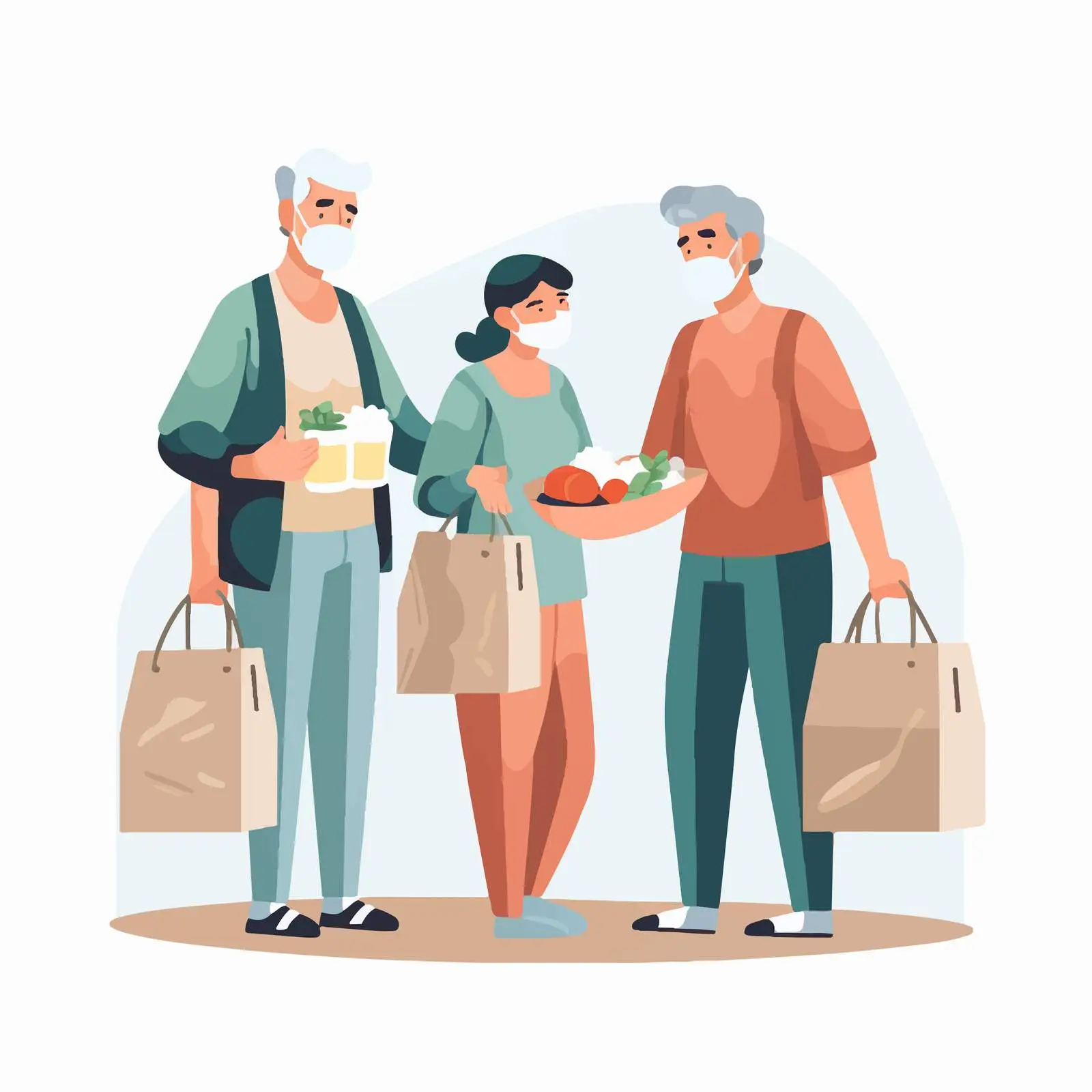 Elderly Couple Receiving Groceries with Face Masks — free download from Dotvec