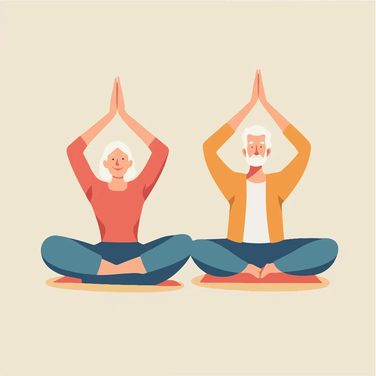 Elderly Couple Yoga Illustration Vector – free age positivity image from Dotvec