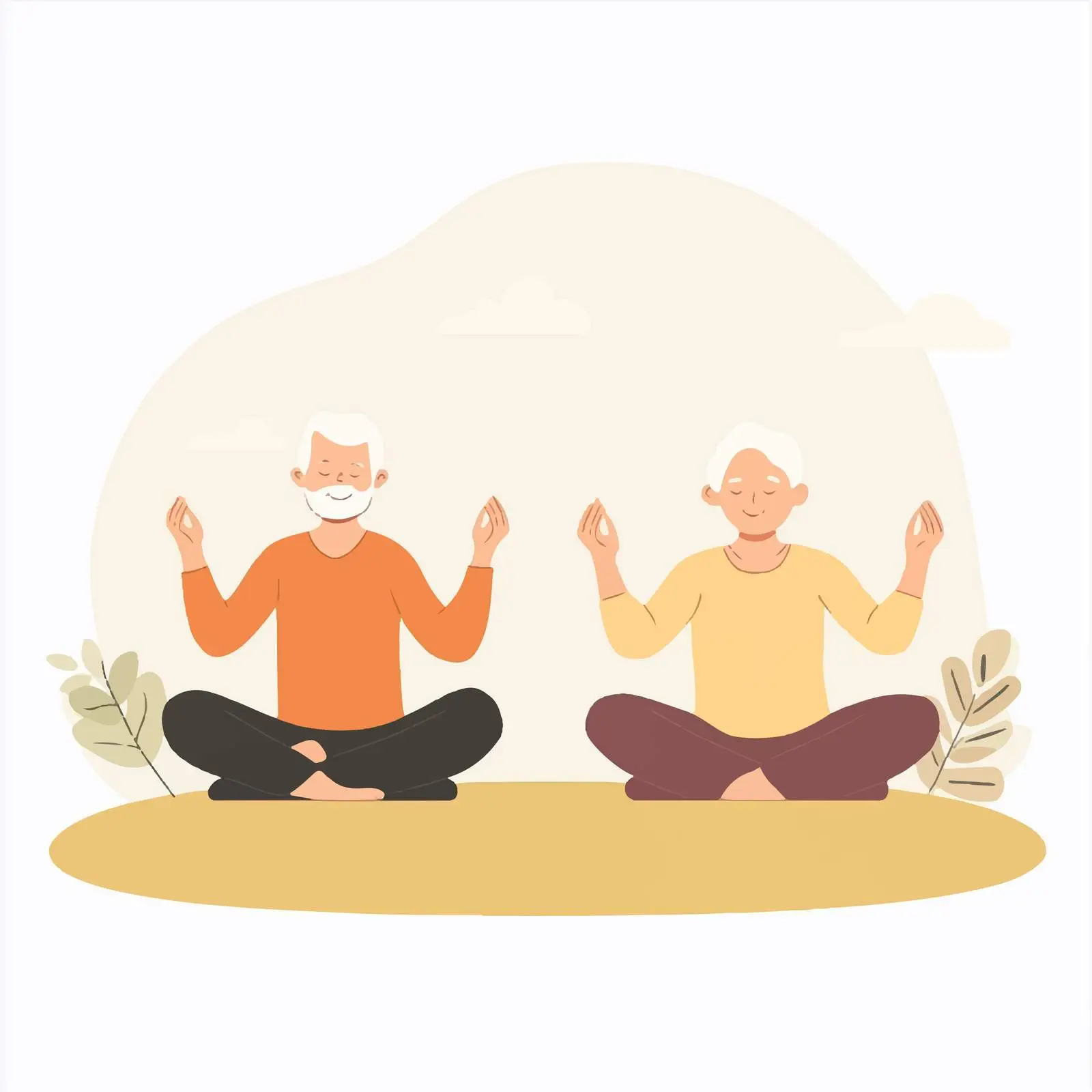 Elderly Couple Yoga Illustration — free download from Dotvec