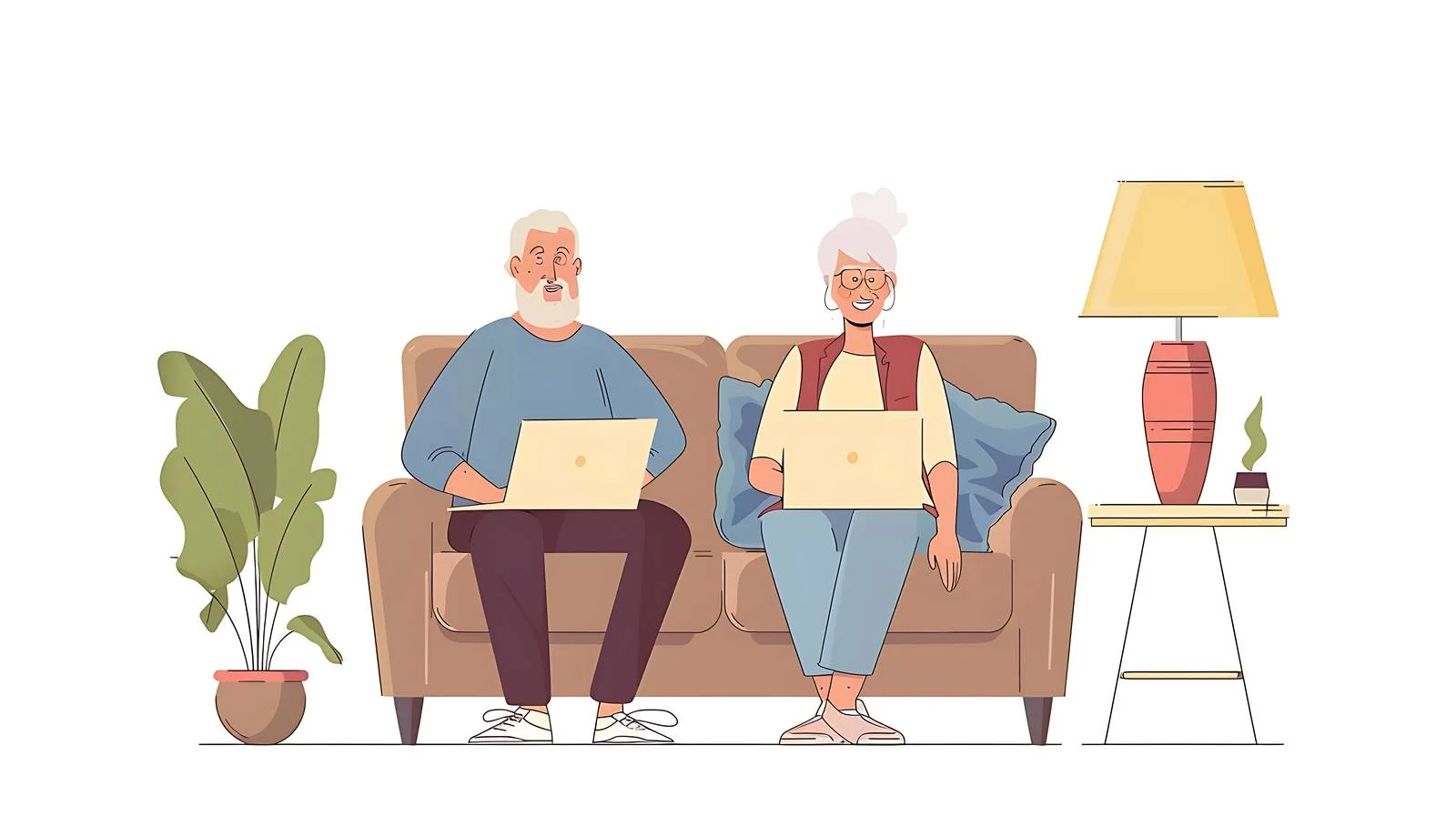 Senior couple using laptop at home — free download from Dotvec