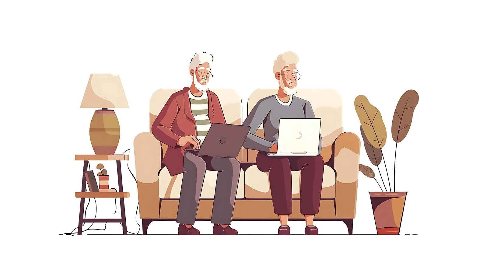 Elderly Couple Using Laptop at Home — free download from Dotvec