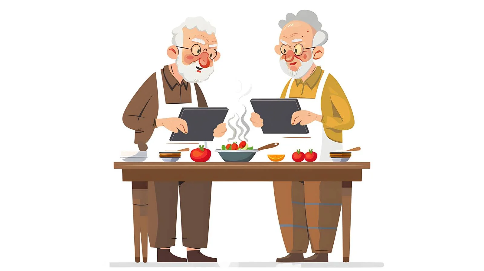 Elderly Couple Cooking with Tablets — free download from Dotvec