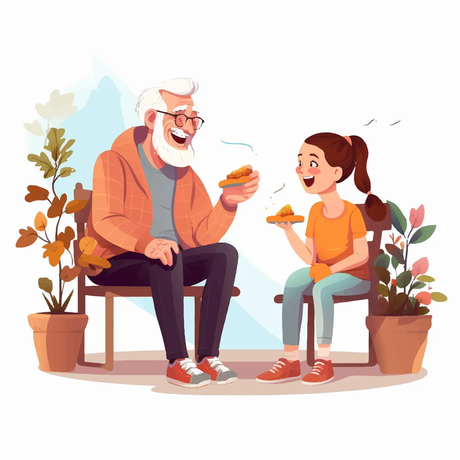 Joyful Connection Between Elderly Man and Young Girl — free download from Dotvec