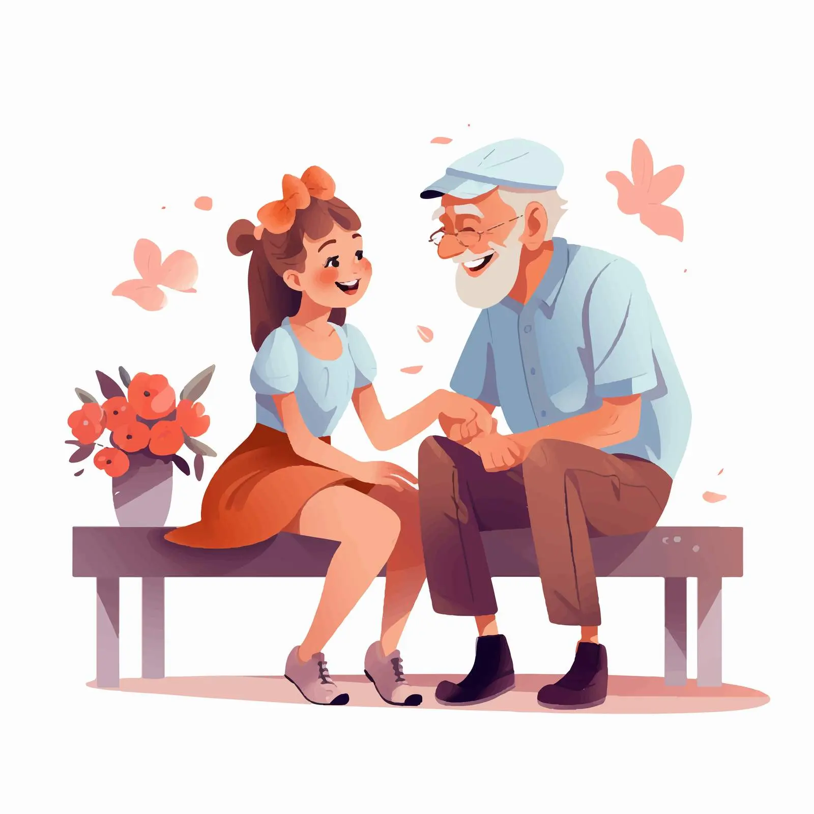 Joyful Bonding Between Elderly Man and Young Girl — free download from Dotvec