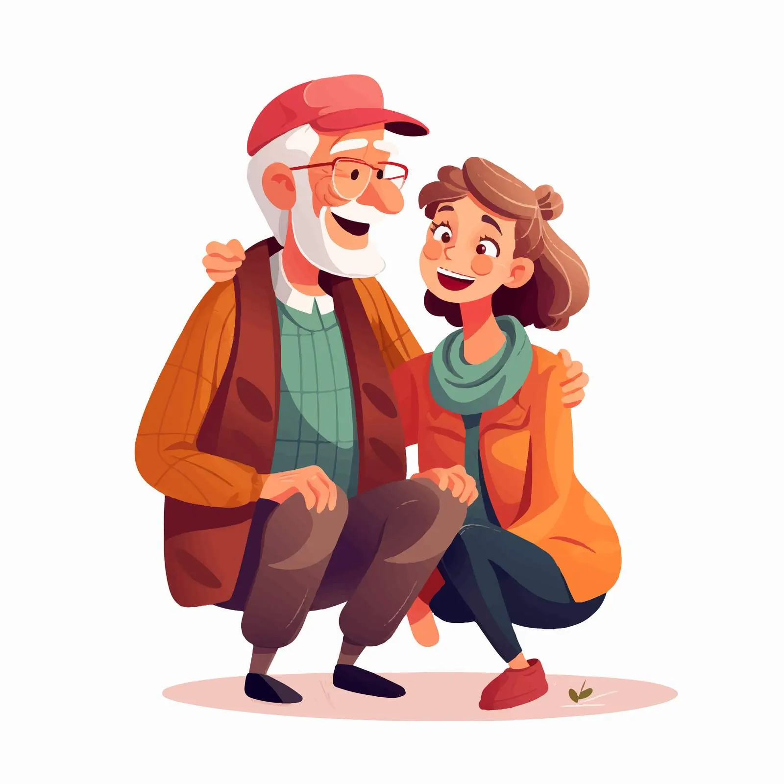 Elderly Man and Young Girl Together – free joyful interaction image from Dotvec