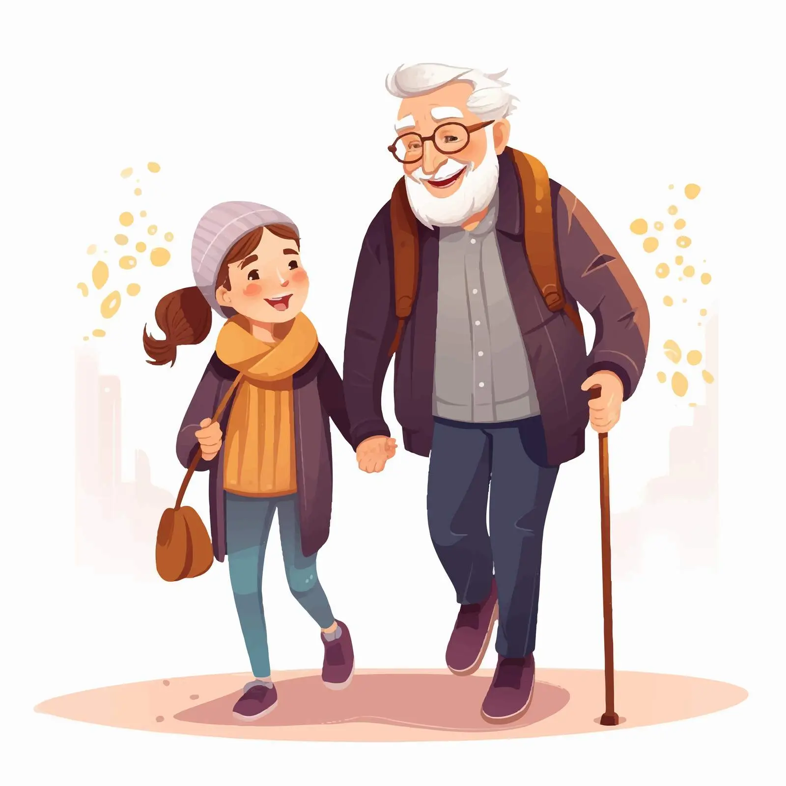 Elderly Man and Young Girl Bonding in Vector Art — free download from Dotvec