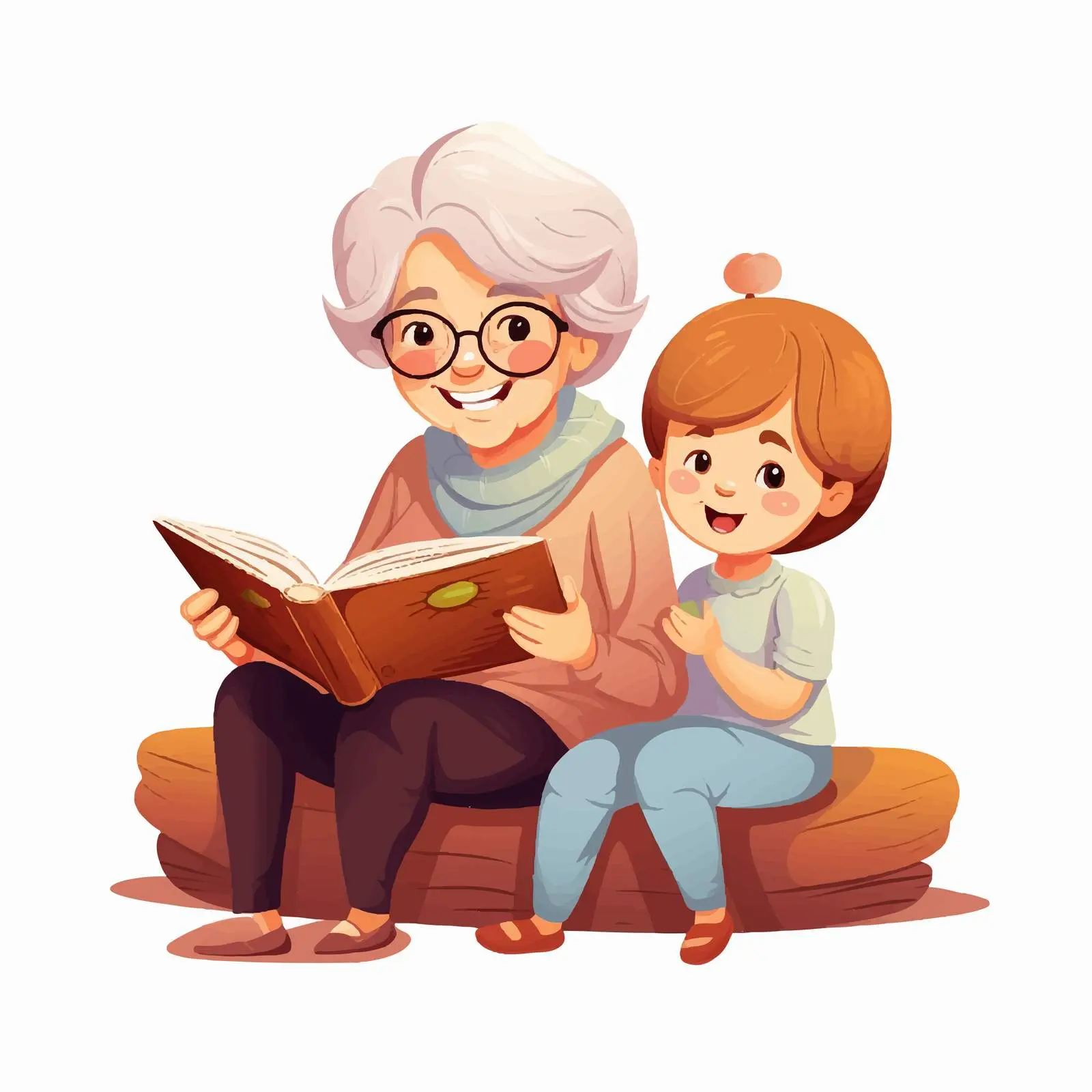 Elderly Woman and Child Reading Together — free download from Dotvec