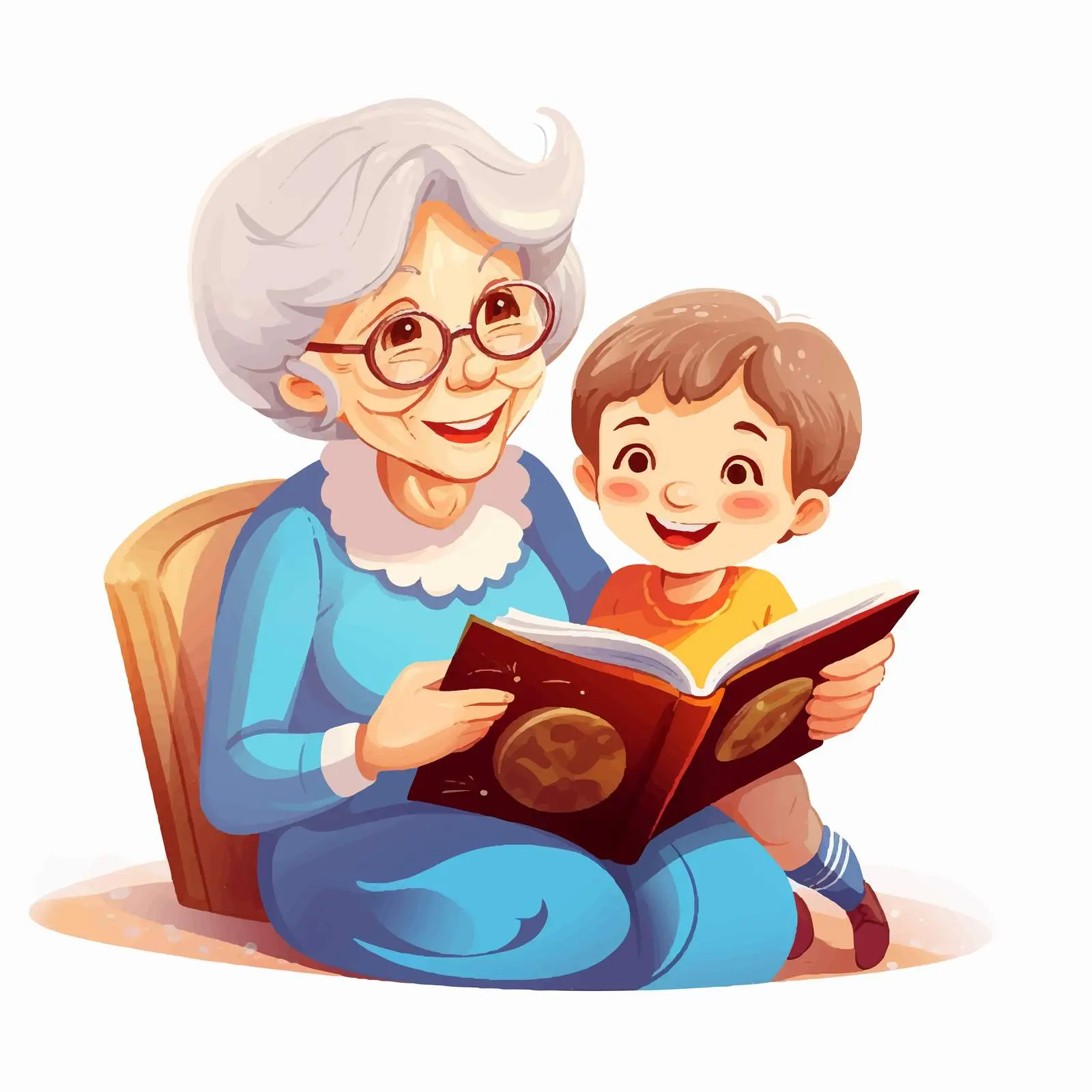 Elderly Woman and Child Reading Together — free download from Dotvec