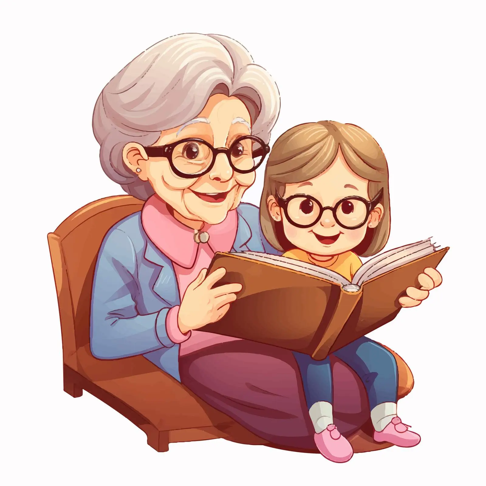 Elderly Woman and Child Reading Together — free download from Dotvec