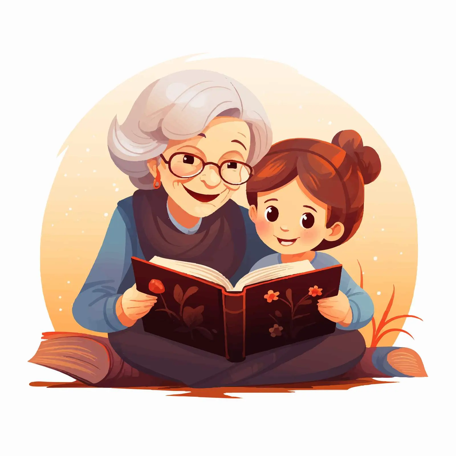 Elderly Woman and Young Girl Reading Together – free elderly woman image from Dotvec